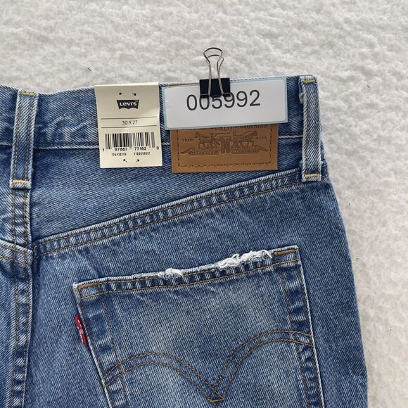 Levis Jeans Women 30 Blue Ribcage Straight Ankle Destroy Grunge Premium Denim - Picture 12 of 16